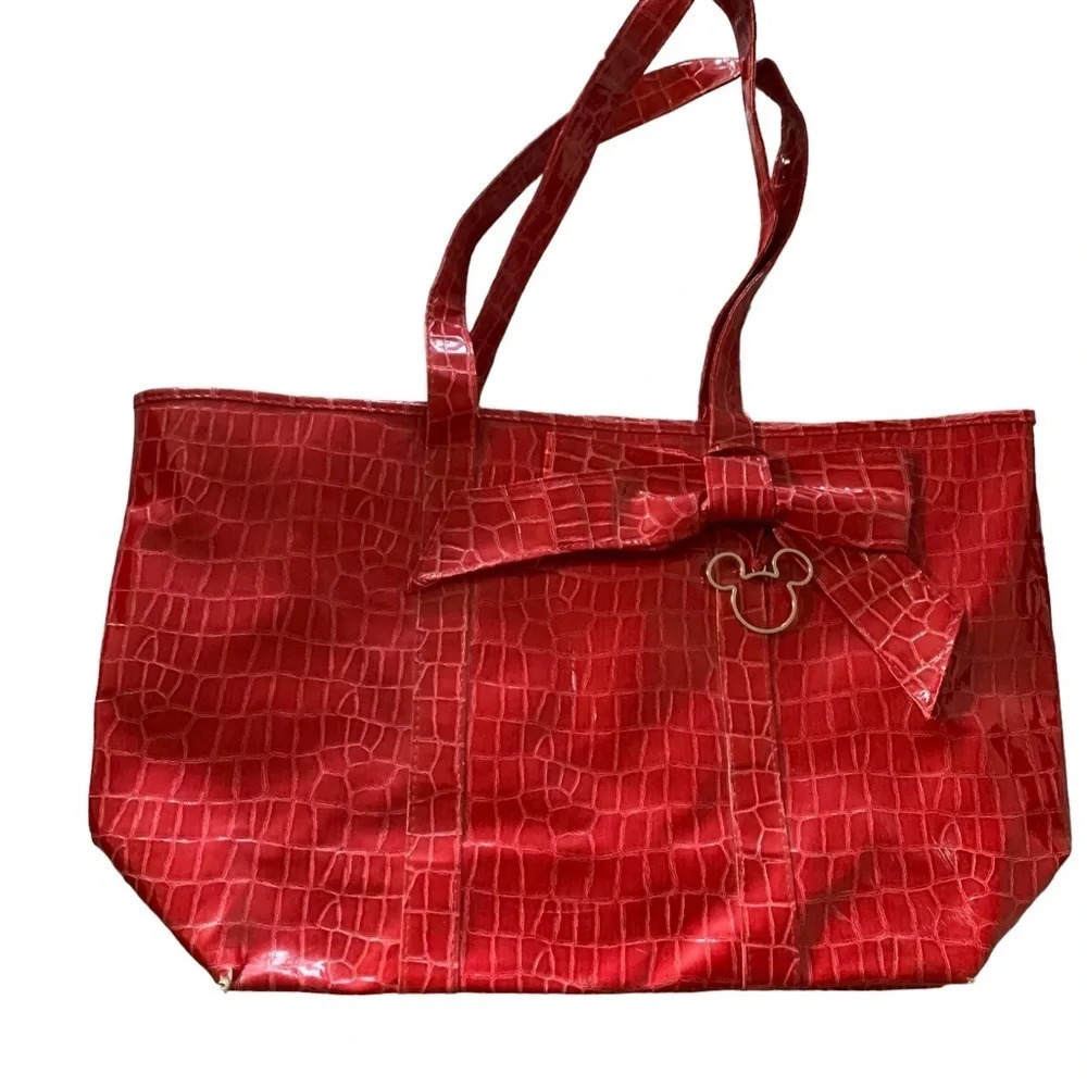 WALT Disney World Disneyland Resort Red Croc Pattern XL Tote Bag Purse M…